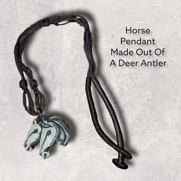 Horse Pendant Antler Necklace (N56) - Picture 2 of 9